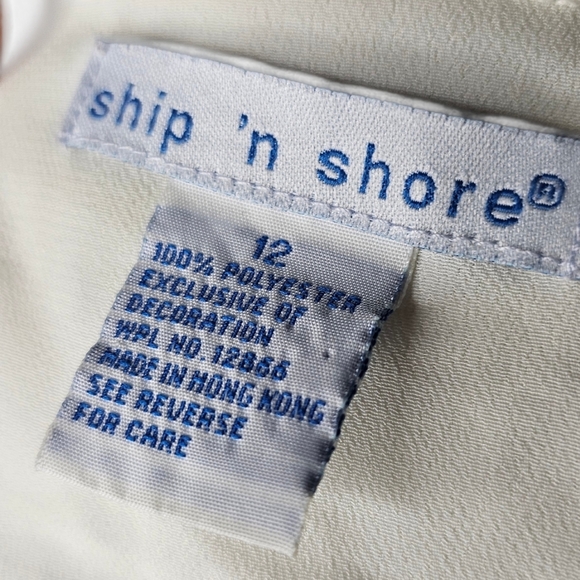 VINTAGE 90s Ship 'n Shore Embroidered Mandarin Blouse | Rose Buttons - Picture 3 of 6